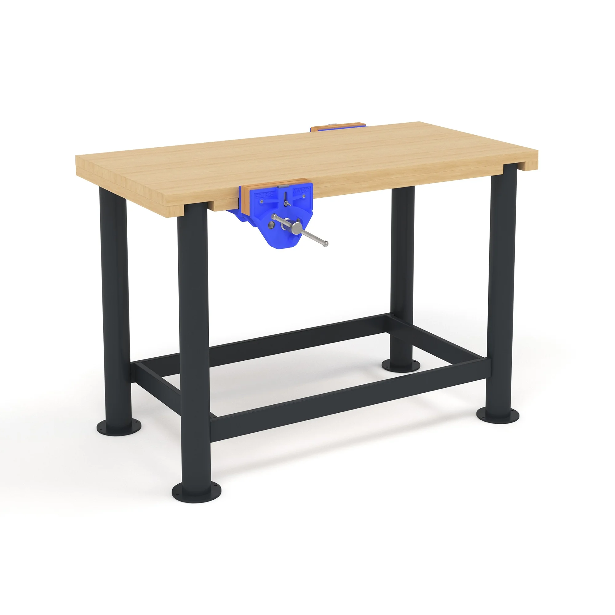 Craftwork 2000 1200mm x 600mm Beech Top Woodworking Bench, 2 Woodworking Vices