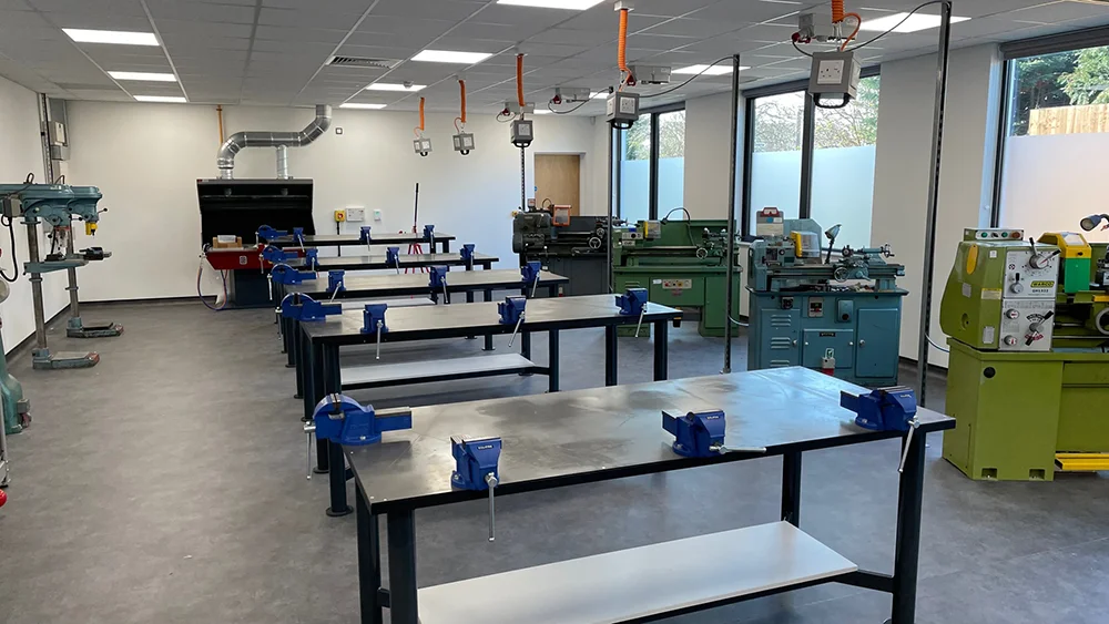 Six-person D&T workbench providing multiple working positions for students