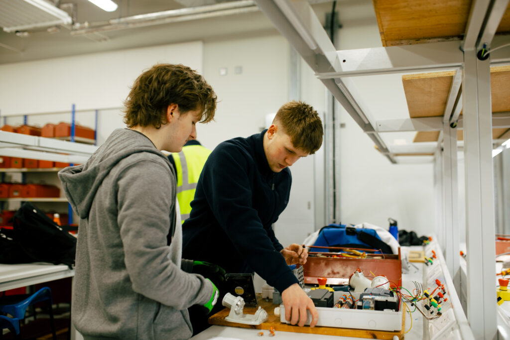 Dunfermline City Campus students learning at electronics desk