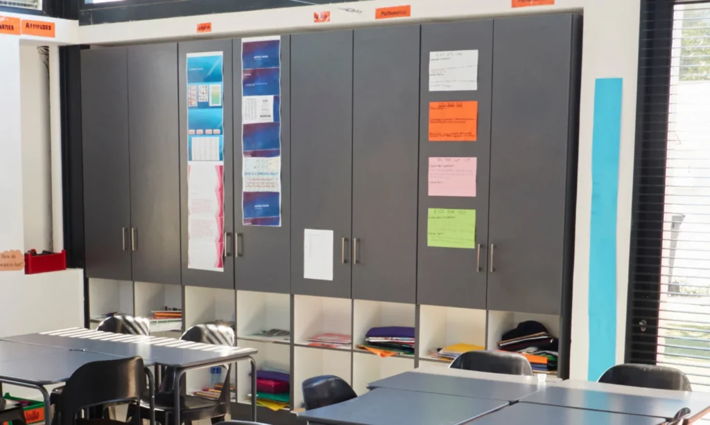 personal cubbys in a classroom
