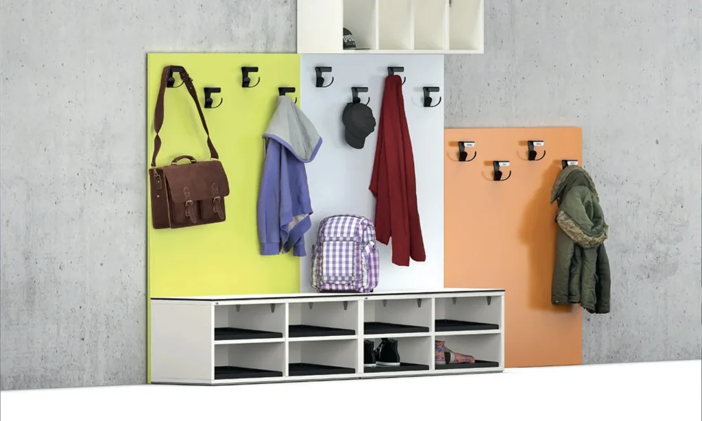 classroom pegs and cubby unit for coats and shoes